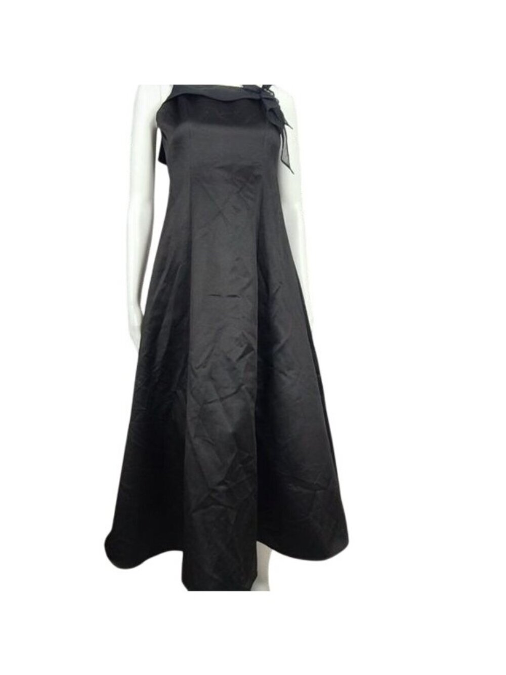 Davids Bridal Black A-Line Bow Accent Formal Dress Size 10 Polyester - Picture 2 of 11